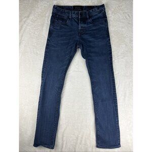 Superdry Mens Jeans 30 X 32 Blue Officer Straight Copper Black Denim Button Fly